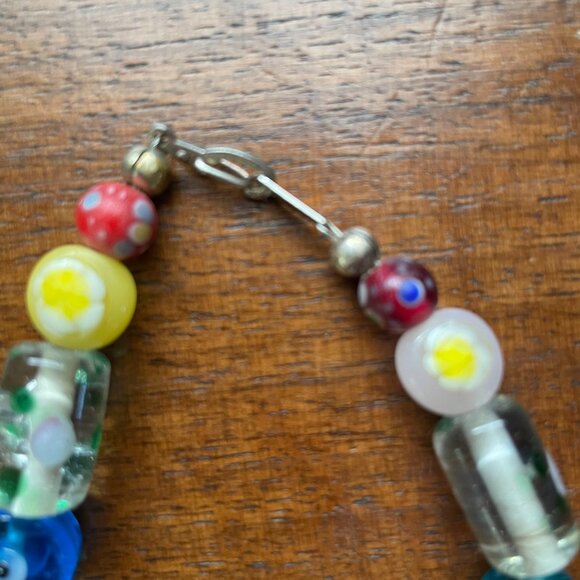 Multicolored Hand Blown Glass Bead Bracelet - Picture 4 of 7